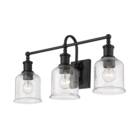 Z-Lite Bryant 3 Light Vanity, Matte Black And Clear Seedy 734-3V-MB